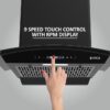 9 Speed Touch Control With RPM display in chimney.