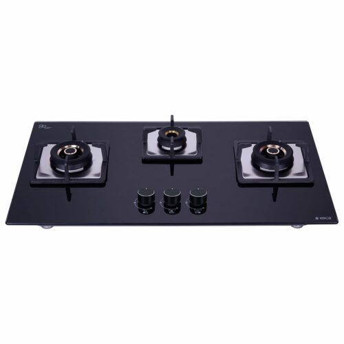 Elica Hobtop 3 Burner Auto Ignition Glass Top- 2 Large And 1 Small Brass Burner Gas Stove (Flexi Ab Hct 375 Dx) | Built-In + Free Standing, Black