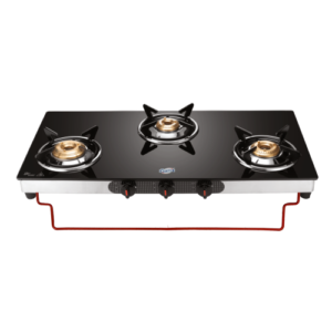 Jyoti 312 Blk DT LC with Lift to Clean Fearure | Burner Glass Gas Stove | Toughened Glass Cooktop with 5 year Manufacturer's Warranty on Glass | Brass Burners | Sleek Black Body