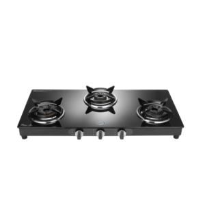 Jyoti Gas Appliances (Label) 329 Crown 3D | 3 Burner Glass Gas Stove | Toughened Glass Cooktop With 5 Year Warranty On Glass | Heavy Flame Guard Pan Supports | Sleek Black Design| Tempered Glass