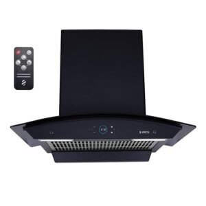Elica iSMART 5 STAR Performance 60 cm Thermal Sensor Filterless Heat Autoclean Kitchen Chimney with Inverter Technology and Remote Control (AUTO SENSE iSMART GLACE FL HAC 60 LTW NERO)