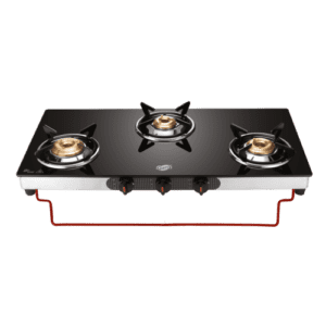 Jyoti 312 Blk DT LC with Lift to Clean Fearure | Burner Glass Gas Stove | Toughened Glass Cooktop with 5 year Manufacturer's Warranty on Glass | Brass Burners | Sleek Black Body